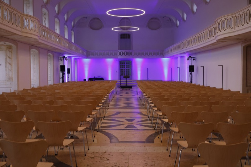 The main hall set up as an auditorium