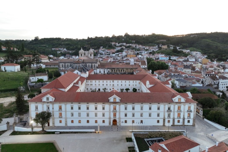 Aerial view of the Alcobaça Monastery and the hotel